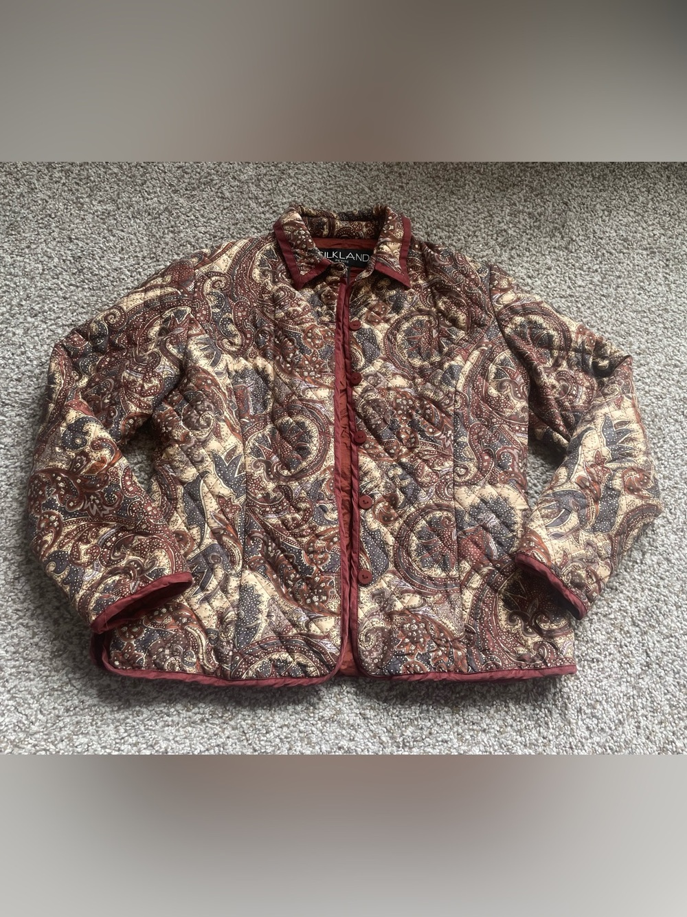Silkland Vintage Quilted Paisley Jacket Petite Small